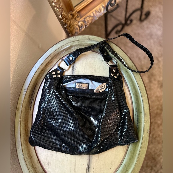 Vintage Black Mesh WHITING DAVIS Hand Bag Purse - Picture 17 of 17